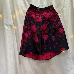 Eva Franco Black and Pink Floral High-Low Skirt BNWT